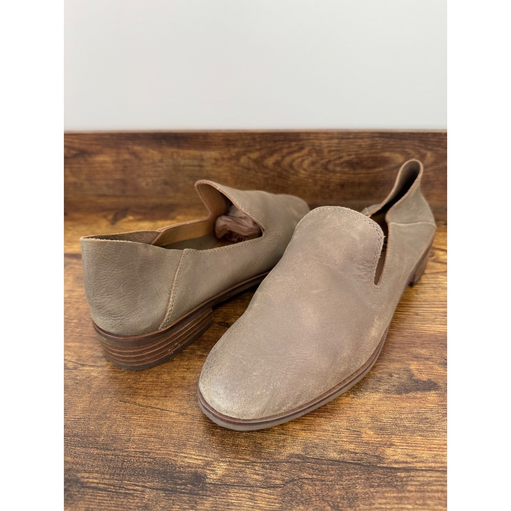 Lucky Brand Cahill Leather Loafers Mule Taupe‎ Gray Womens 10